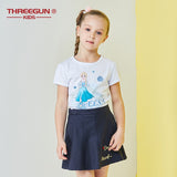THREEGUN X DISNEY Frozen Girls T-Shirt Elsa Princess Tee Cotton Breathable Soft T Shirt Kids Summer Party Top Clothing