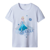 THREEGUN X DISNEY Frozen Girls T-Shirt Elsa Princess Tee Cotton Breathable Soft T Shirt Kids Summer Party Top Clothing