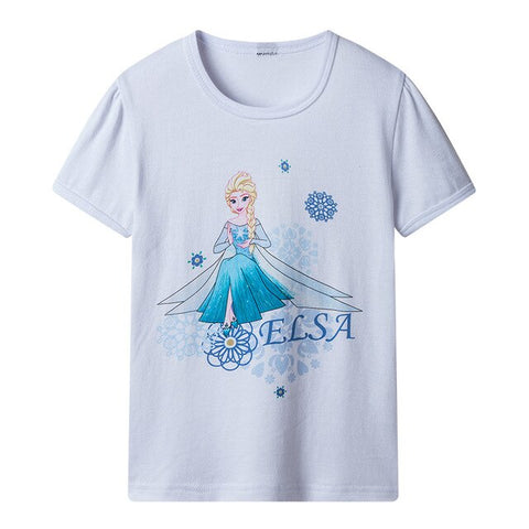 THREEGUN X DISNEY Frozen Girls T-Shirt Elsa Princess Tee Cotton Breathable Soft T Shirt Kids Summer Party Top Clothing