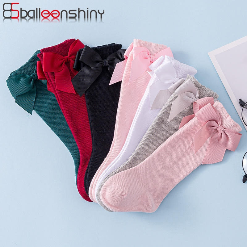 Balleenshiny Autumn And Winter Kids Sock Cotton Spanish Style Big Bow Infant Baby Socks Toddler Newborn Accessories for 0-3year