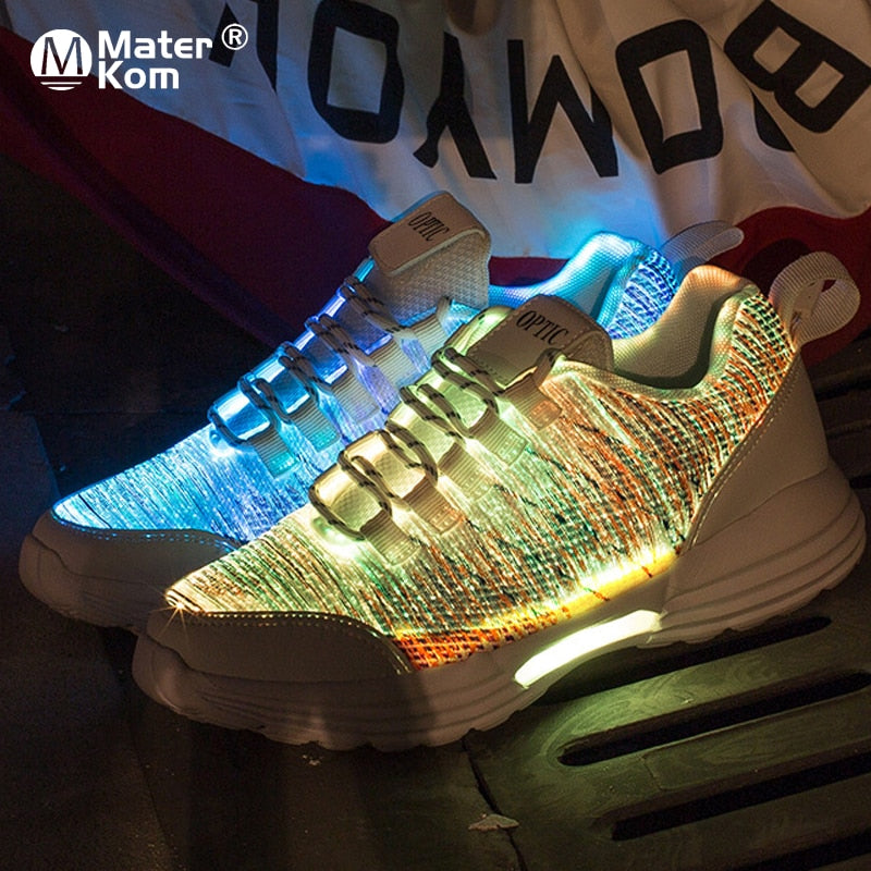 Size 25-46 Children's Lighted Shoes Boys Girls Glowing LED Sneakers for Kids Mens Womens with Luminous Sole fiber optic shoes