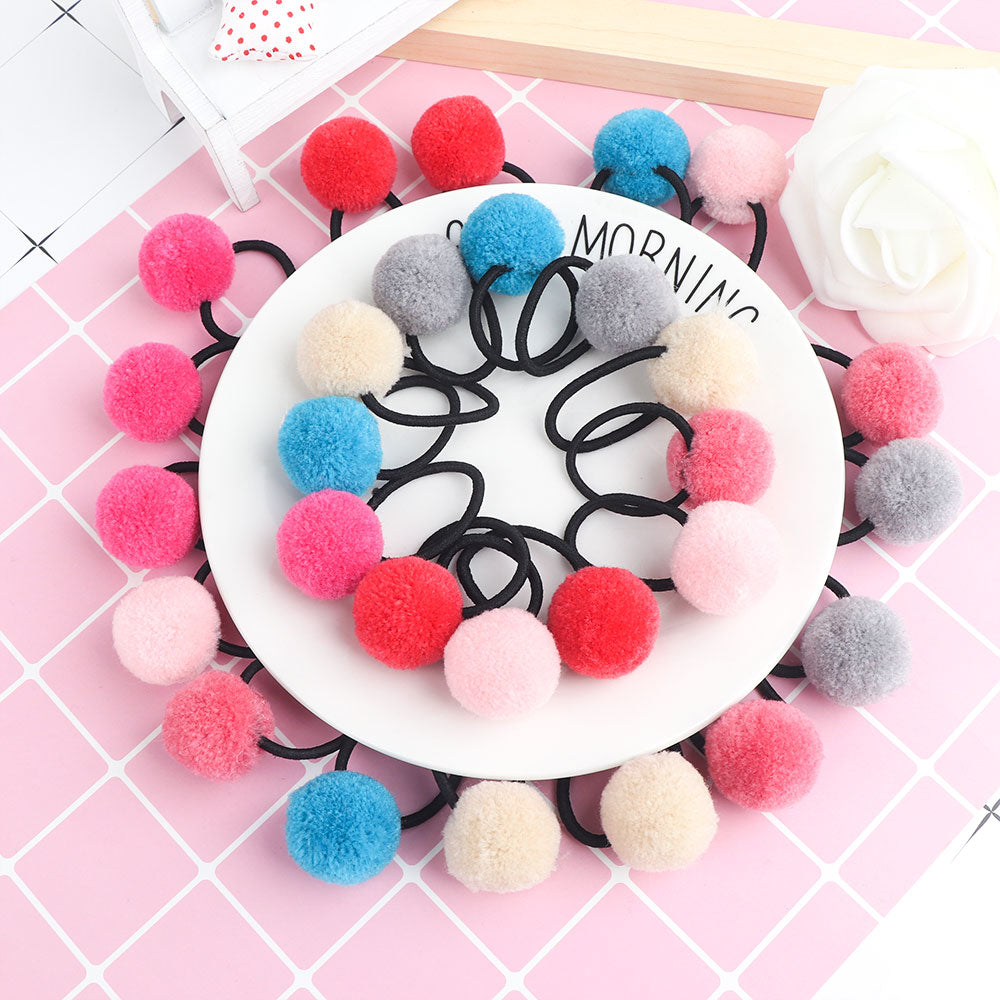 4Pcs/2pc/1pc Baby Kid Hair Accessories Headwear Mini Ball Rubber Headbands Girl Children Solid Color Pompon Gum Elastic HairBand