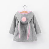 Winter autumn baby girls coat Long sleeve 3D Rabbit ears fashion casual hoodies kids clothes clothing children Outerwear