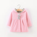 Winter autumn baby girls coat Long sleeve 3D Rabbit ears fashion casual hoodies kids clothes clothing children Outerwear