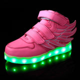 Size 25-37 Kids Led Usb Charging Glowing Sneakers Children Hook Loop Fashion Luminous Shoes for Girls Boys Sneakers with Light