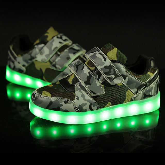 Size 25-37 Kids Led Usb Charging Glowing Sneakers Children Hook Loop Fashion Luminous Shoes for Girls Boys Sneakers with Light
