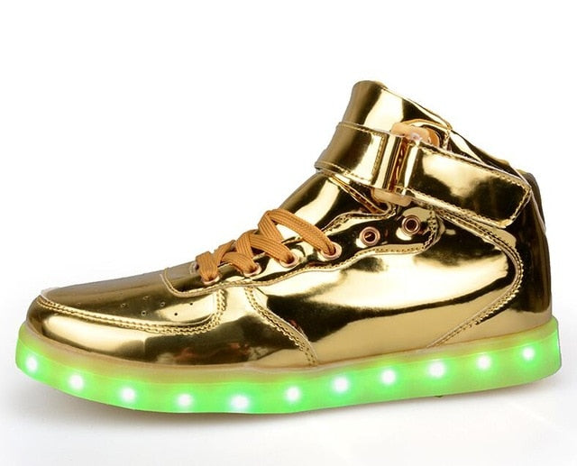 kids Led usb charging glowing Sneakers Children hook loop Fashion luminous shoes for girls boys men women skate shoes #25-46