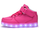 kids Led usb charging glowing Sneakers Children hook loop Fashion luminous shoes for girls boys men women skate shoes #25-46