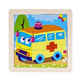 Mini Size 11*11CM Kids Toy Wood Puzzle Wooden 3D Puzzle Jigsaw for Children Baby Cartoon Animal/Traffic Puzzles Educational Toy