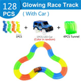 Railway Magical Glowing Flexible Track Car Toys Children Racing Bend Rail Track Led Electronic Flash Light Car DIY Toy Kids Gift