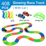 Railway Magical Glowing Flexible Track Car Toys Children Racing Bend Rail Track Led Electronic Flash Light Car DIY Toy Kids Gift