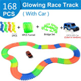 Railway Magical Glowing Flexible Track Car Toys Children Racing Bend Rail Track Led Electronic Flash Light Car DIY Toy Kids Gift