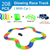 Railway Magical Glowing Flexible Track Car Toys Children Racing Bend Rail Track Led Electronic Flash Light Car DIY Toy Kids Gift
