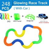 Railway Magical Glowing Flexible Track Car Toys Children Racing Bend Rail Track Led Electronic Flash Light Car DIY Toy Kids Gift