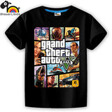 showerlikids quality cotton short sleeve T-shirt boy girl children kid clothing colorful street hot fight GTA 5 sPrice Scolor001