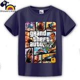 showerlikids quality cotton short sleeve T-shirt boy girl children kid clothing colorful street hot fight GTA 5 sPrice Scolor001
