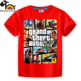 showerlikids quality cotton short sleeve T-shirt boy girl children kid clothing colorful street hot fight GTA 5 sPrice Scolor001