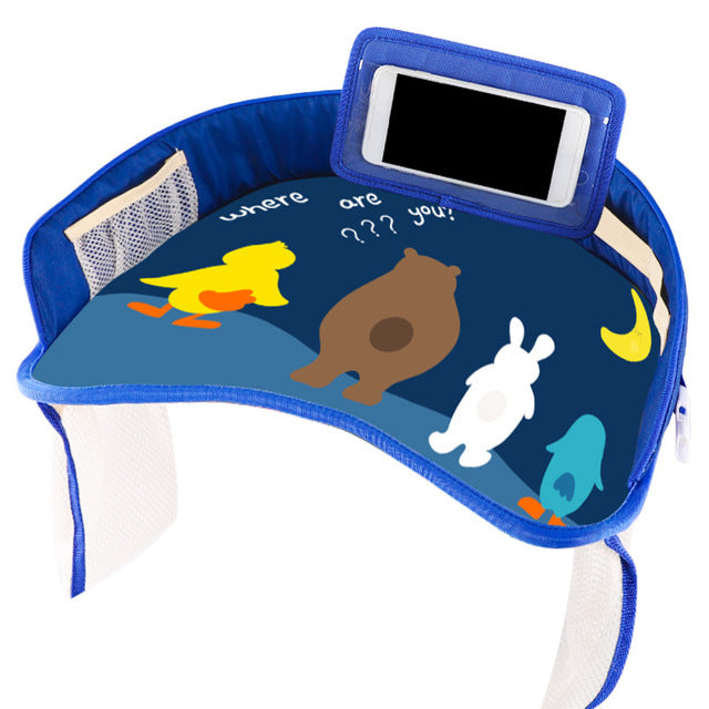 Car Table Kids Waterproof Table Car Seat Tray Storage Kids Toys Baby Fence Children Dining Drink Table In-car Accessories