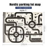 100X130CM Toy Car Mat Map Kids Play Area Rug Mat City Road Buildings Parking Map Game Scene Map Collapsible for kits toys gift