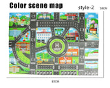100X130CM Toy Car Mat Map Kids Play Area Rug Mat City Road Buildings Parking Map Game Scene Map Collapsible for kits toys gift