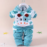 2018  Winter 2PCS Baby Girl Cow Clothing Set Children Boy Sport Suit Newborn Long Sleeve Cotton Fleece Tracksuit Kids Clothes