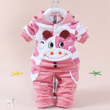 2018  Winter 2PCS Baby Girl Cow Clothing Set Children Boy Sport Suit Newborn Long Sleeve Cotton Fleece Tracksuit Kids Clothes