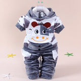 2018  Winter 2PCS Baby Girl Cow Clothing Set Children Boy Sport Suit Newborn Long Sleeve Cotton Fleece Tracksuit Kids Clothes