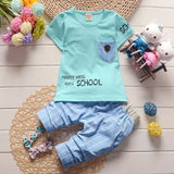 Summer Toddler Baby Boys Clothing Sets Casual Style Infant Cotton Clothes Sets Children T Shirt+Striped Pants Kids 2pcs Suits