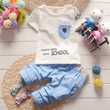 Summer Toddler Baby Boys Clothing Sets Casual Style Infant Cotton Clothes Sets Children T Shirt+Striped Pants Kids 2pcs Suits