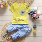 Summer Toddler Baby Boys Clothing Sets Casual Style Infant Cotton Clothes Sets Children T Shirt+Striped Pants Kids 2pcs Suits