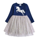 Kids Autumn Winter Dresses for Girls Star Sequins Princess Dress Girls Long Sleeve Party Vestidos Baby Girl Children Clothing