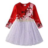 Kids Autumn Winter Dresses for Girls Star Sequins Princess Dress Girls Long Sleeve Party Vestidos Baby Girl Children Clothing