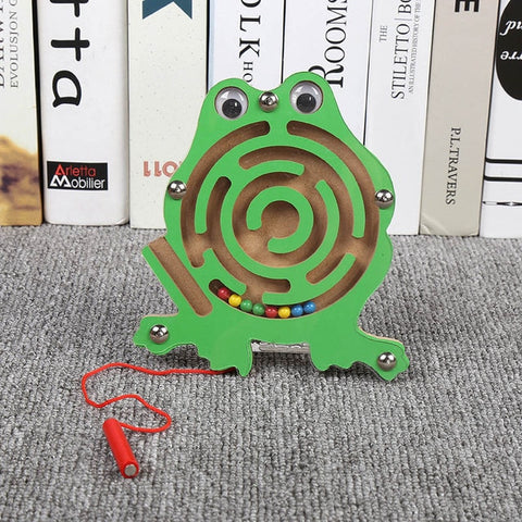 Wooden Magnetic Track Maze Toy Cute Animal Cartoon Toy Brain Teaser Intellectual Jigsaw Board Kids Early Educational Puzzle Game