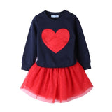 Humor Bear Autumn Kids Baby Girl Clothes Long Sleeve T-shirt+Grid Skirt +bowknot Casual 3PCS suits Student Girls' Clothing Sets