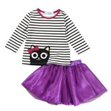Humor Bear Autumn Kids Baby Girl Clothes Long Sleeve T-shirt+Grid Skirt +bowknot Casual 3PCS suits Student Girls' Clothing Sets