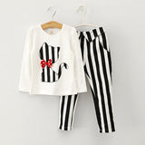 Humor Bear Autumn Kids Baby Girl Clothes Long Sleeve T-shirt+Grid Skirt +bowknot Casual 3PCS suits Student Girls' Clothing Sets