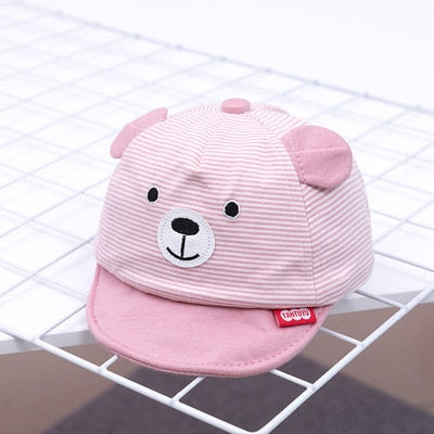 New Cartoon Bear Children Hat Spring Summer Baby Adjustable Baseball Cap Cotton Newbron Caps Soft Sunhat Baby Accessories 3-12M