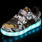 Size 25-37 USB Charging Children Boys Shoes with Sole Enfant Led Light Glowing Luminous Sneakers for Girls Shoes Kids Led Shoes