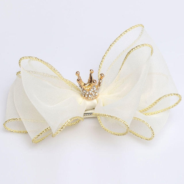 BalleenShiny Baby Girls Bowknot Crown Headband Lace Elastic Princess Hair Band Fashion New Style Children Kids Hair Accessories