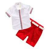 Hot Sale 2019 Summer Style Children Clothing Sets Tops Shorts Belt 3 Pcs Set Boys Girls T Pants Sports Suit Kids Clothes