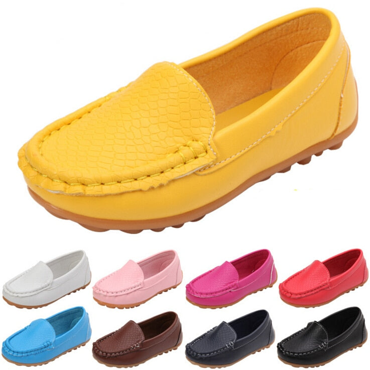12 Colors All Sizes 21-36 Children Shoes PU Leather Casual Styles Boys Girls Shoes Soft Comfortable Loafers Slip On Kids Shoes
