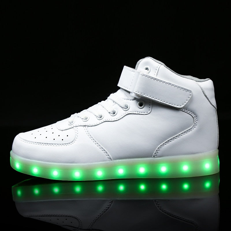 kids Led usb charging glowing Sneakers Children hook loop Fashion luminous shoes for girls boys men women skate shoes #25-46