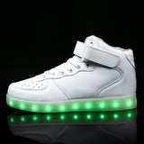 kids Led usb charging glowing Sneakers Children hook loop Fashion luminous shoes for girls boys men women skate shoes #25-46