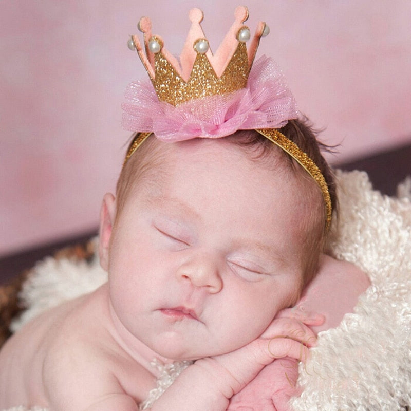 Newborn Crown Headband Gold Princess Crown Baby Girls Cute Hair Band Children Photo Props  Infant Kids Hair Accessories 1 Pc