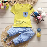 Summer Toddler Baby Boys Clothing Sets Casual Style Infant Cotton Clothes Sets Children T Shirt+Striped Pants Kids 2pcs Suits